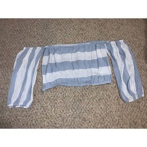AE Striped Off the Shoulder Top w/ Sleeves